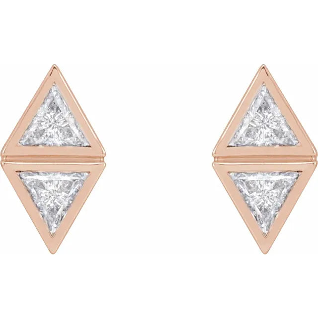 14K  1/4 CTW Natural Diamond Two-Stone Bezel-Set Earrings