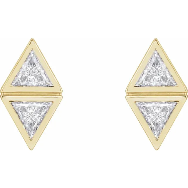 14K  1/4 CTW Natural Diamond Two-Stone Bezel-Set Earrings