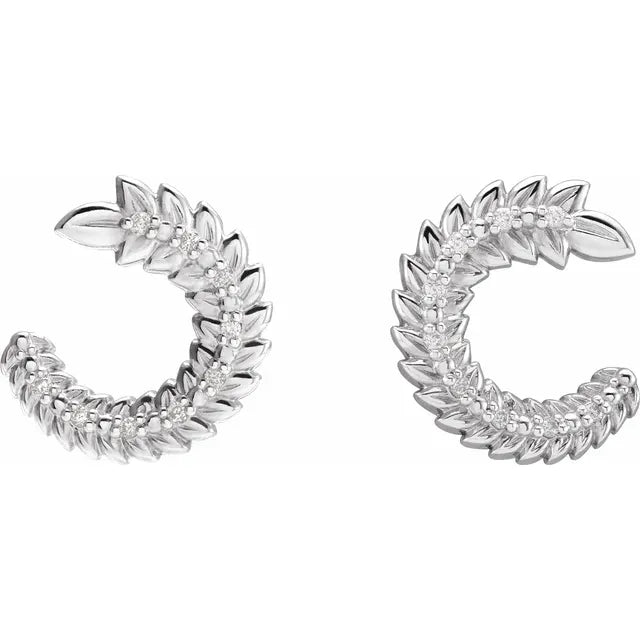 14K .07 CTW Natural Diamond Front-Back Hoop Earrings