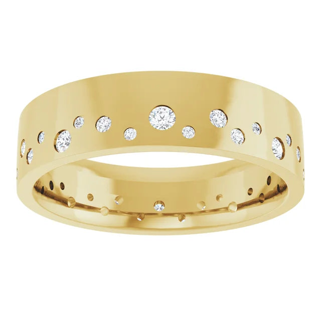Wide Diamond Bezel Edge Eternity Band Ring