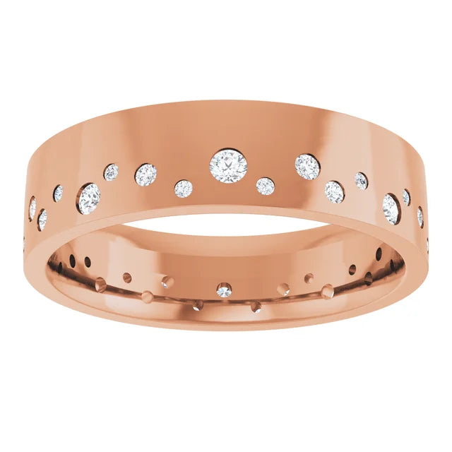 Wide Diamond Bezel Edge Eternity Band Ring