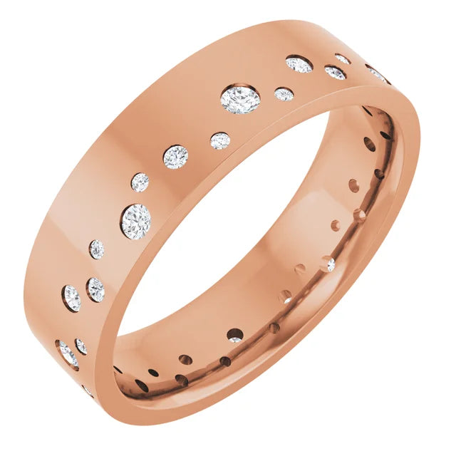 Wide Diamond Bezel Edge Eternity Band Ring