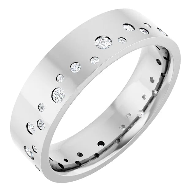 Wide Diamond Bezel Edge Eternity Band Ring