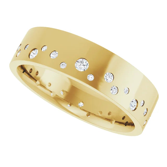 Wide Diamond Bezel Edge Eternity Band Ring