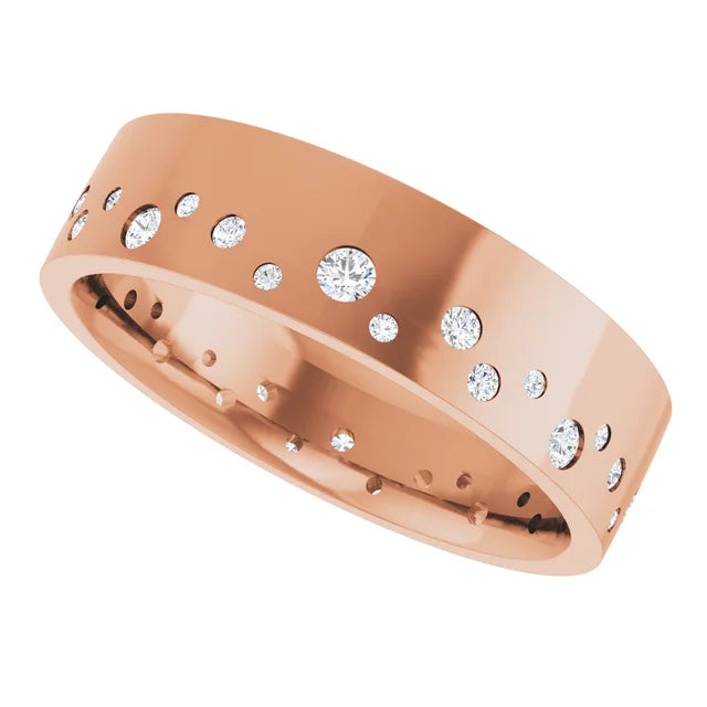 Wide Diamond Bezel Edge Eternity Band Ring