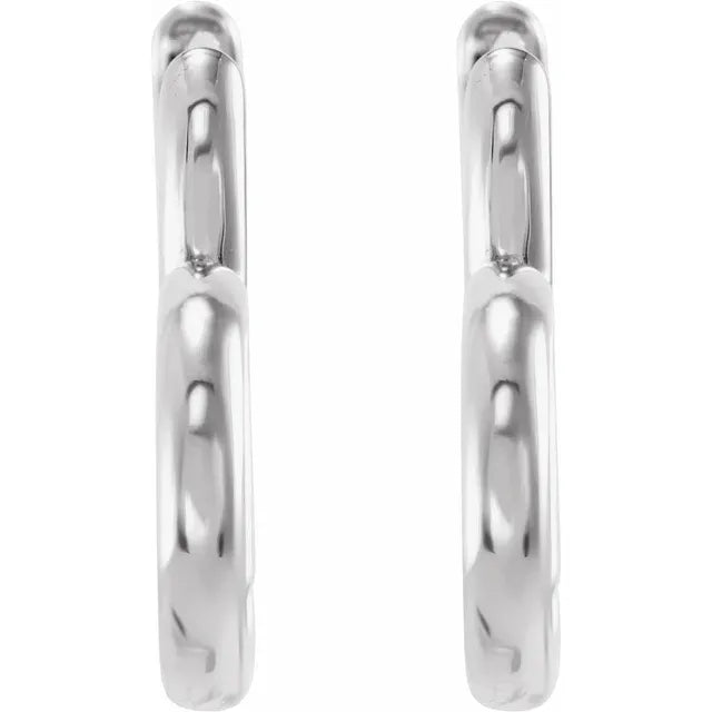 14K Hinged 15 mm Heart Huggie Hoop Earrings