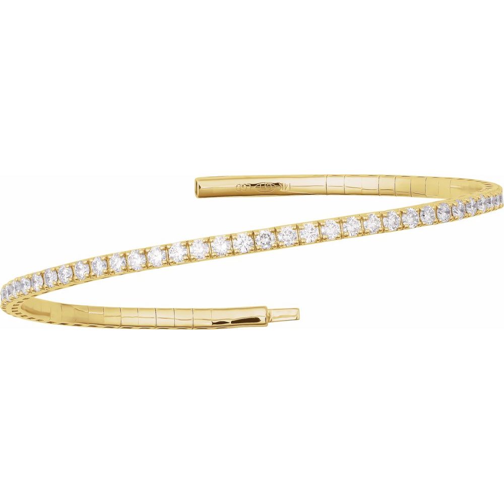14K Yellow Gold 1 CTW Natural Diamond Flexible Bangle Bracelet