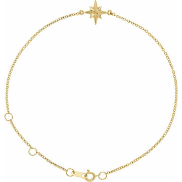 14K Yellow Gold Star Burst Adjustable Bracelet