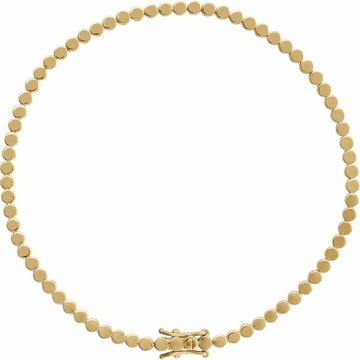 14K Yellow Gold Geometric Circle Line 7" Bracelet