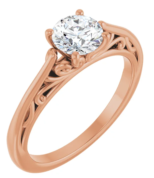 REAL DIAMOND 14K White 5.8 mm Round Engagement Ring Mounting
