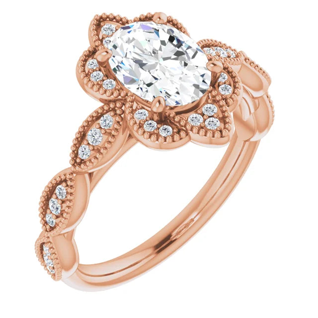 Scalloped Halo Vintage Engagement Ring