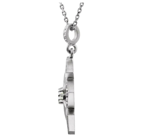 Diamond Vintage Milgrain and Starburst Pendant Necklace 1/6CTW 18 Inches