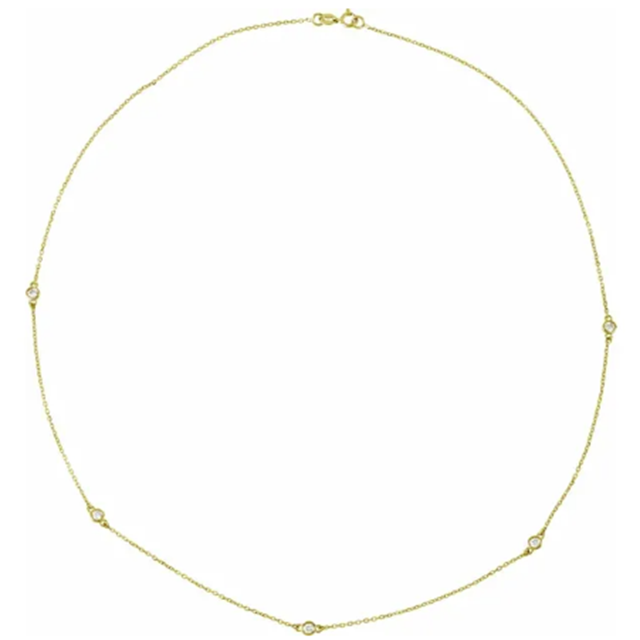 Diamond Bezel Set 5 Station Necklace 1/4CTW 18 Inches