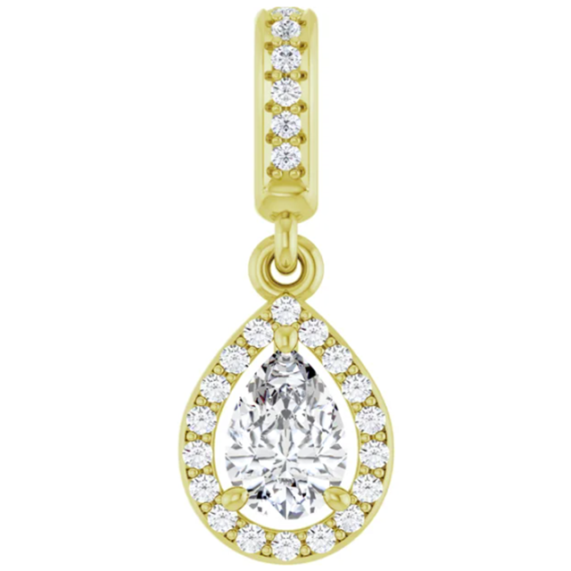 Diamond Pear Shape Halo Hinged Pendant 1/2CTW