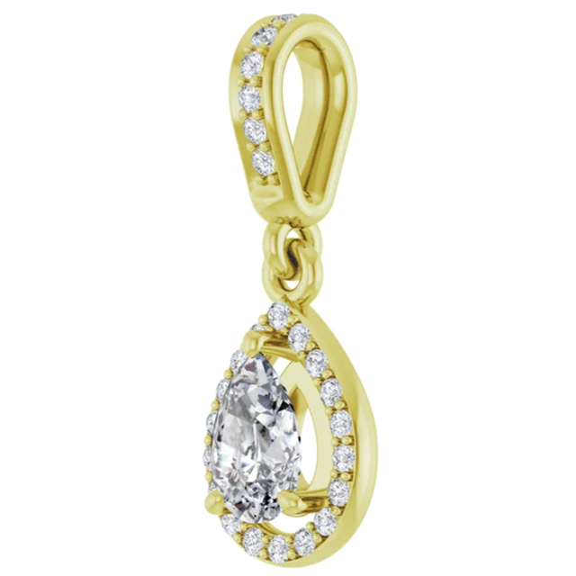 Diamond Pear Shape Halo Hinged Pendant 1/2CTW