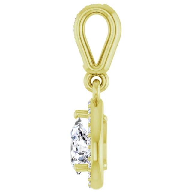 Diamond Pear Shape Halo Hinged Pendant 1/2CTW