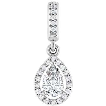 Diamond Pear Shape Halo Hinged Pendant 1/2CTW