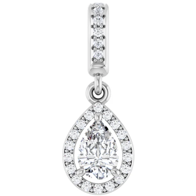 Diamond Pear Shape Halo Hinged Pendant 1/2CTW