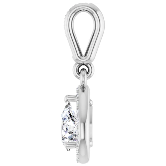 Diamond Pear Shape Halo Hinged Pendant 1/2CTW