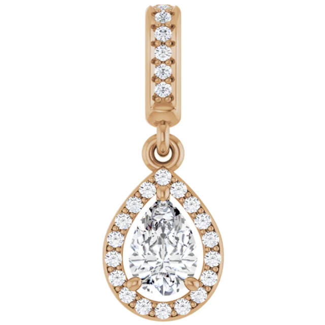 Diamond Pear Shape Halo Hinged Pendant 1/2CTW