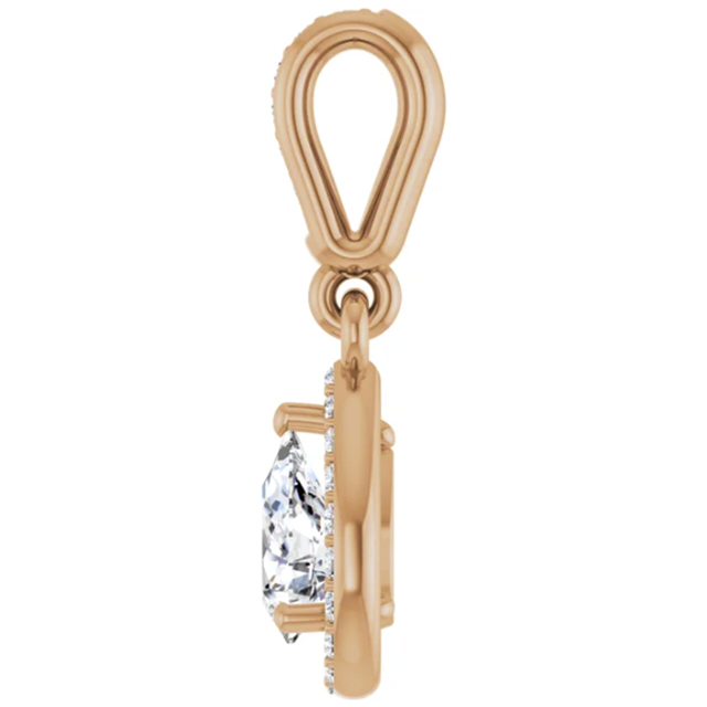 Diamond Pear Shape Halo Hinged Pendant 1/2CTW