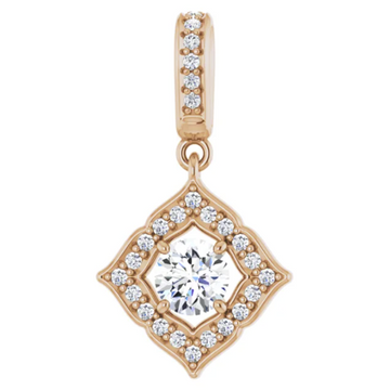 Diamond 4 Petal Halo Hinged Pendant 1/2CTW