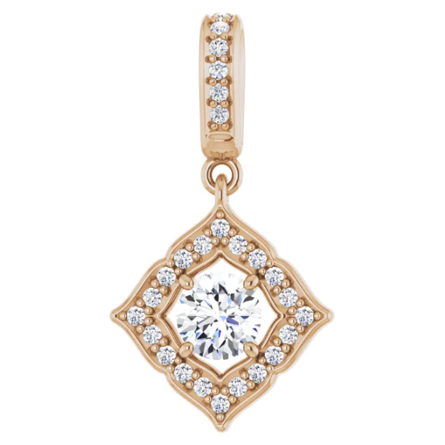 Diamond 4 Petal Halo Hinged Pendant 1/2CTW