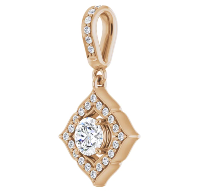 Diamond 4 Petal Halo Hinged Pendant 1/2CTW