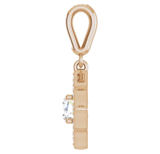 Diamond 4 Petal Halo Hinged Pendant 1/2CTW