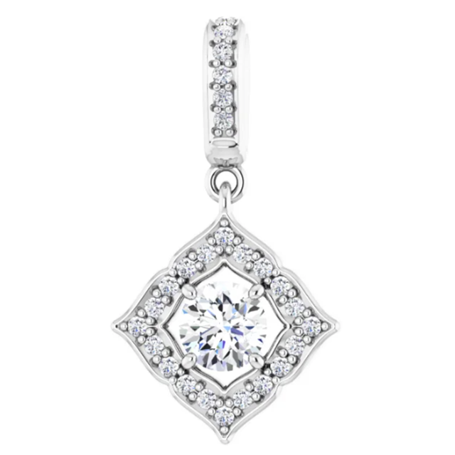 Diamond 4 Petal Halo Hinged Pendant 1/2CTW