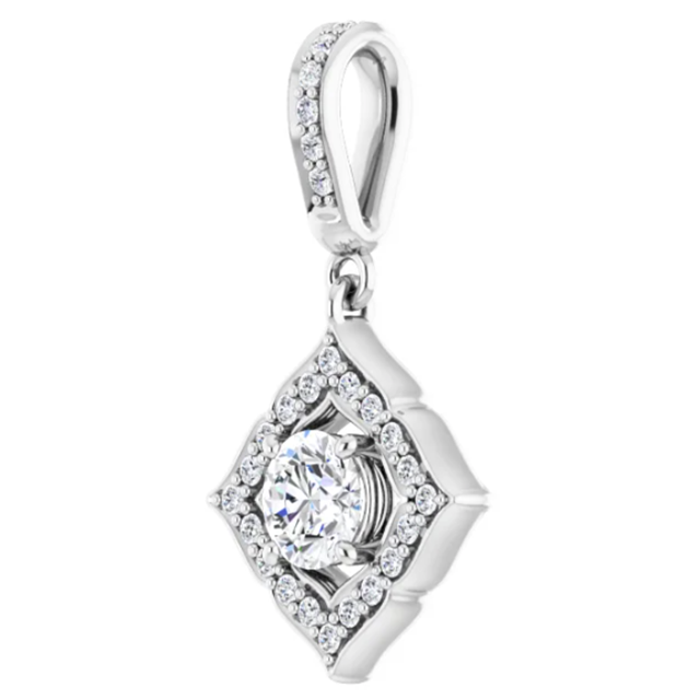 Diamond 4 Petal Halo Hinged Pendant 1/2CTW