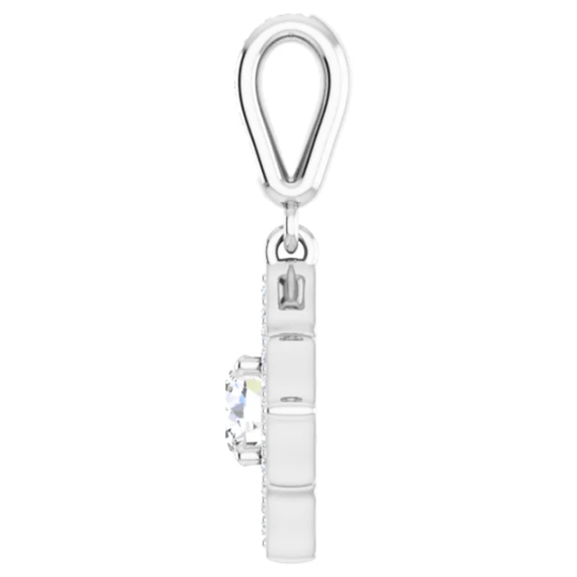 Diamond 4 Petal Halo Hinged Pendant 1/2CTW