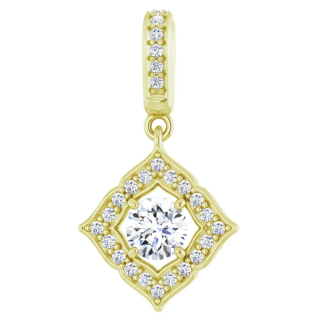 Diamond 4 Petal Halo Hinged Pendant 1/2CTW