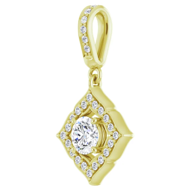 Diamond 4 Petal Halo Hinged Pendant 1/2CTW