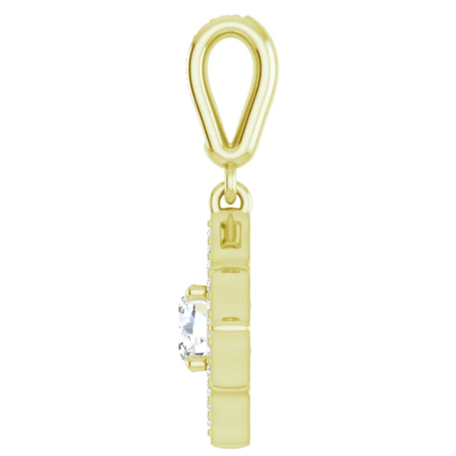 Diamond 4 Petal Halo Hinged Pendant 1/2CTW