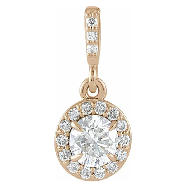 Diamond Halo Claw Prong Set Hinged Pendant 3/8CTW