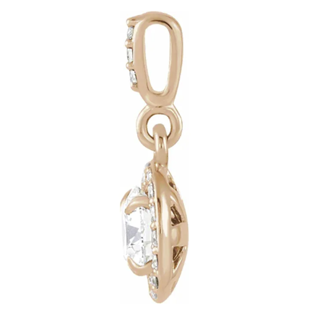 Diamond Halo Claw Prong Set Hinged Pendant 3/8CTW