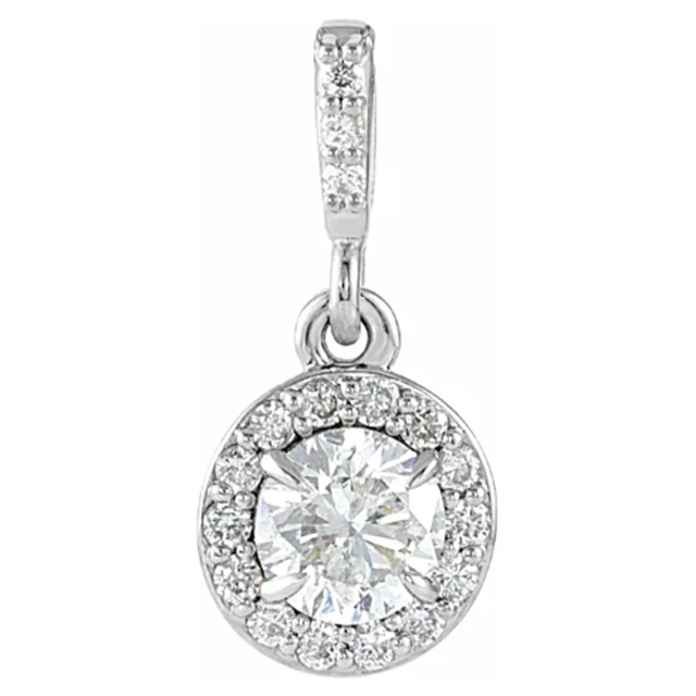 Diamond Halo Claw Prong Set Hinged Pendant 3/8CTW