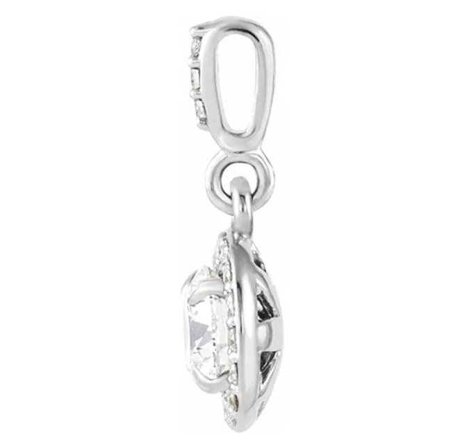Diamond Halo Claw Prong Set Hinged Pendant 3/8CTW