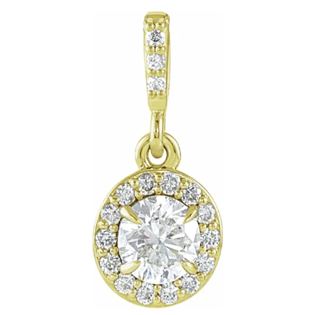 Diamond Halo Claw Prong Set Hinged Pendant 3/8CTW