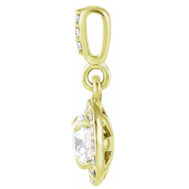 Diamond Halo Claw Prong Set Hinged Pendant 3/8CTW