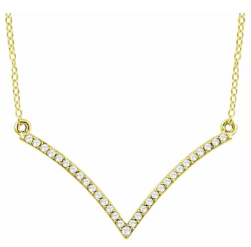 Diamond Curved Chevron Pendant Necklace 1/6CTW 16-18 Inches