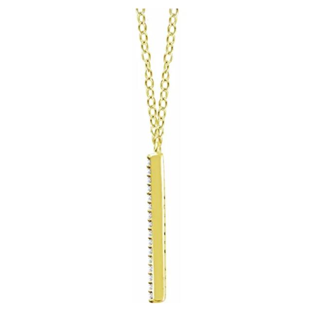 Diamond Curved Chevron Pendant Necklace 1/6CTW 16-18 Inches