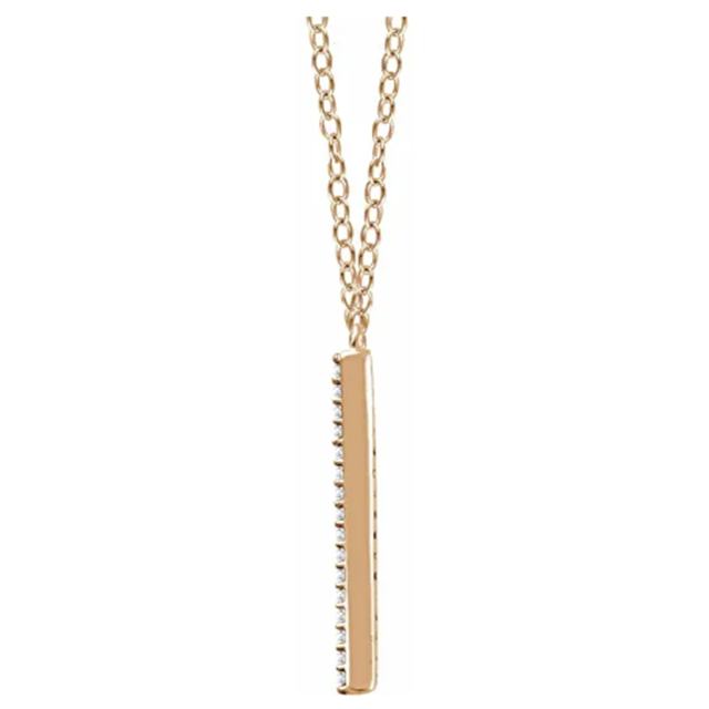 Diamond Curved Chevron Pendant Necklace 1/6CTW 16-18 Inches