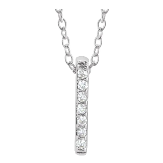 Diamond Mini Bar Pendant Necklace 1/4CTW 16-18 Inches