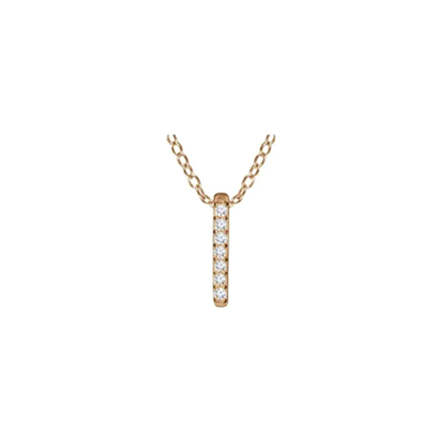 Diamond Mini Bar Pendant Necklace 1/4CTW 16-18 Inches