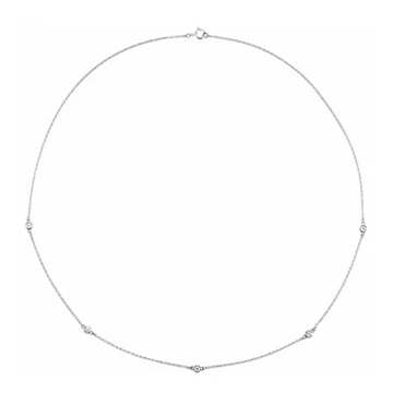 Diamond Bezel Set 5 Station Necklace 1/4CTW 18 Inches
