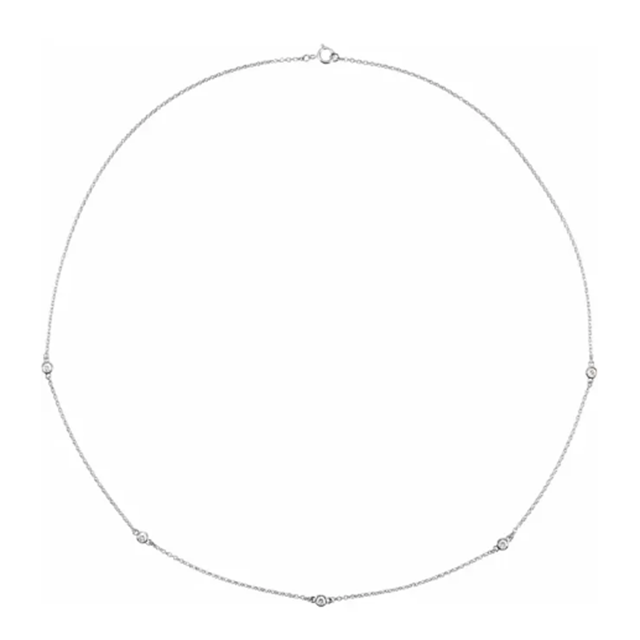 Diamond Bezel Set 5 Station Necklace 1/4CTW 18 Inches