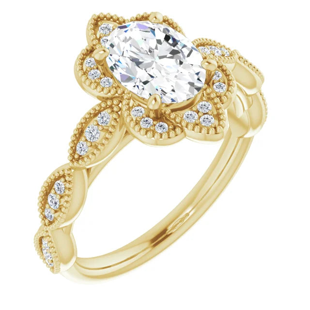 Scalloped Halo Vintage Engagement Ring