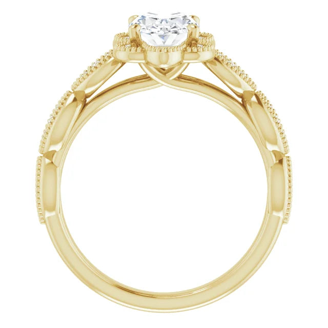 Scalloped Halo Vintage Engagement Ring